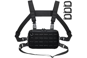 MUCHER Klatka piersiowa Rig Pack Taktyczna torba na klatkę piersiową dla mężczyzn do biegania Radio Walkie Torba na klatkę piersiową z 3 haczykami na zewnątrz Piesze wycieczki Polowanie Camping