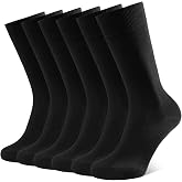 CLOSEMATE Men's Executive Socks Thin Cotton 6 Pairs | Seamless and Breathable Elastic for Work Suit and Dress Black