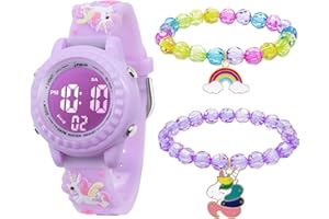 Mamiddle Orologio Digitale per Bambin Orologio Sportivo a Cartoni 3D per Ragazze Ragazzo con Sveglia Data Cronometro LED 3ATM