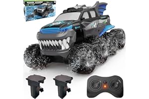 UFULMN Amphibious Remote Control Car 8WD RC Monster Truck with 2 Rechargeable Batteries for Boys Age 8-12 Offroad Waterproof RC Pickup All Terrain RC Drift Cars Beach Pool Toys Gifts for Kids Blue