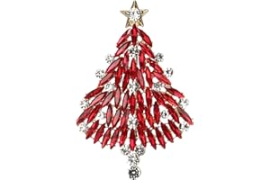 Clearine Christmas Tree Brooch for Women Sparkling Marquise Rhinestone Pin Xmas Jewellery Gift