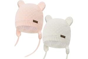 heekpek Cappello Bambino Cappello Maglia Cotone Invernale Cappello da Bambino Invernale con Orecchie Autunno e Inverno Caldo Carino Berretto Bambino Invernale Cotone Berretti Bambina Un Anno/ 3 Anni