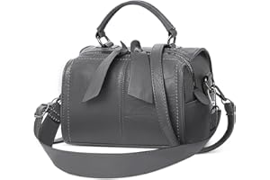DEEVORCA Moda Mujer Bolso de Mano Ligero Bolso Bandolera con Manija Superior para Viajes Compras Trabajar Casuale Diario Vacaciones Bolso de Señoras Suave PU Cuero Bolsa Mensajero Gris