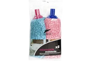 KERKOM Duplo Fregona Estampada de Alta Absorción | Apta para Interior y Exterior | Ideal para Gres, Terrazo, Mármol, Baldosas y Cemento Pulido | Resistente y sin Marcas | Rosca Universal
