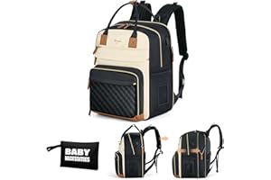 Tonyeee Changing Bag Backpack 25-37L Expandable Large Baby Bags With Changing Mat And Black Storage Bag for 2 Kids/Twins Baby Stuff, for Mum/Dad, Unisex Stylish Nappy Bag - Apricot & Black-New