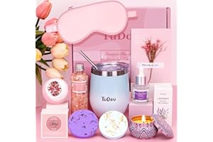 TUDOU Birthday Pamper Gifts for Women, Unique Self Care Package Relaxation Spa Bath Set for Her, Wellbeing Get Well Soon Gifts for Women, Ladies Pamper Hampers Christmas Gifts for Mum, Sister, Friend, Wife