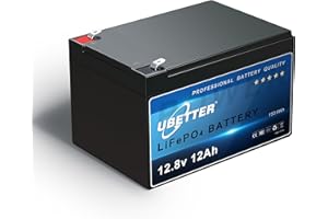 UBETTER 12V 12Ah 153.6Wh LiFePO4 Akku Lithiumbatterie Wiederaufladbar mit BMS über 4000 Mal Tiefzyklus für Motorräder, Golf Trolley, Boat Boot, Solarbatterie, UPS Backup Alarm, Rollstuhl, Rasenmäher