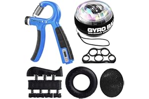 EASJOY Hand Grip Allenamento Avambraccio Gripper - Pacco da 6, Pinza per Avambracci Attrezzi, Attrezzo per Esercitare Le Dita, Finger Stretcher, Gyroball & Palla Antistress per Atleti