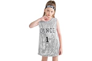 LOLANTA Girls Sequins Dance Costume Hip Hop Dancewear Sparkle Sleeveless Tank Top Dress