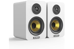 SAUMGYU 3" Aktive Bluetooth 5.0 Regallautsprecher, Multimedia Aktiv Lautsprecher Paar, 80W Stereo Computer-Lautsprecher und Home Music Sound System(Paar, weiß)