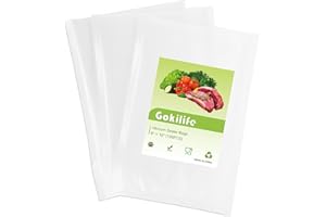Vacuum Food Sealer Bags 15 x 25 cm, Gokilife Vacuum Sealer Bags for Food Saver, Heavy Duty, BPA Free, Seal a Meal, Embossed Pre-Cut Bags for Food Storage Sous Vide Cooking(15x25cm-100pcs)