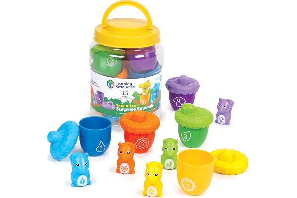 Learning Resources Écureuils Surprise Snap-n-Learn, Jouets Petite enfance, Jouets éducatifs et d’Apprentissage, Jouets pour bébés et Jeunes Enfants, 15 pièces, à partir de 18 Mois