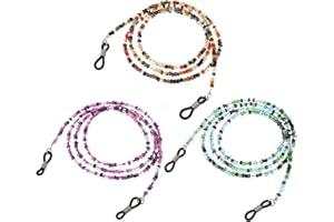 FANTESI 3 pcs Eyeglasses Chain, Glasses Chain Bead Glasses Strap Anti-slip Spectacle Chain Glasses Cord Sunglasses Strap Lanyard Eyewear Strap for Women Sports