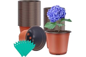 SHEEFLY 100 Pack Plant Nursery Pots 4 inch Plastic Plant Pots, Soft Durable Reusable Seed Starting Pots for Succulents Plants Vegetables Fruits Seedlings Cuttings Transplanting with 100 Plant Labels