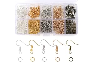 Redamancy 1150 Pcs Fermoirs de Boucles D'oreilles, 18x20mm Crochets De Boucle D'oreille Ouvrir Anneaux De Sauter D'accessoires de Fabrication de Bijoux Pour la Fabrication de Bijoux Diy (5 Couleurs)