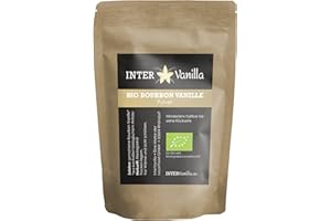 ‎INTERVANILLA InterVanilla BIO Bourbon Vanillepulver gemahlen, 10g. Zu Pulver gemahlene Vanille aus echten Bourbonschoten, Madagaskar. Organic Vanilla Powder
