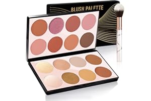 NewBang 16 Colors Blush Contour Highlighter Makeup Palette for Cheeks, All-in-One Shimmer Silky Matte Mineral Blush Powder Palette Face Sculpting Bronzer Blusher Illuminator for a Natural Glowing