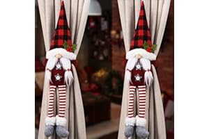 HIDARLING 2PCS Christmas Curtain Tiebacks Curtain Buckle Holdbacks Window Strap Buckle Holder Christmas Window Decorations (Red Stripe)