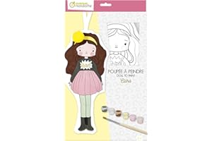Avenue Mandarine PP0042C- Una scatola di bamboline da dipingere che comprende una bambolina da 30 cm, un pennello, un pompon da incollare e 6 confezioni di vernice - Clara