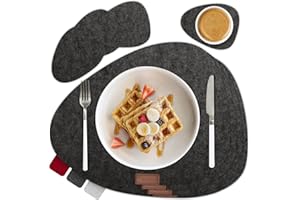 ‎SMØLA smøla 8-teiliges Premium Filz Tischset - Oval inkl. Untersetzer I Platzset Abwaschbar Grau I Platzdeckchen Set Abwischbar mit Filzuntersetzer für Teller, Gläser I Tischdeko Winter, Anthrazit