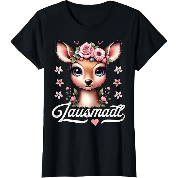 Shirtracer T-Shirt Mädchen „Lausmadl“ Mit Hirschgeweih – Oktoberfest Motiv, Aus Baumwolle, Grau Meliert