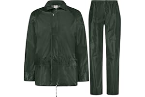 BWOLF Himalaya Unisex Traje de Lluvia Traje Impermeable hombre Traje Impermeable mujer chaqueta de lluvia + pantalones de lluvia, 2 bolsillos