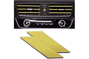 STOOKI 20 Piezas PVC Interior Coch 20cm Tira Decorativa Salida De Aire Para Coche Para Todas Las Salidas De Aire Rectas (Oro)