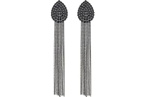 Clip su orecchini - lampadario di cristallo nero orecchino con catene lunghe nere - Brook di Bello London