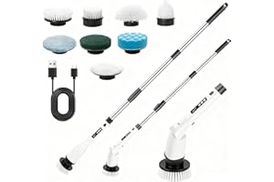 ZOELELE Cepillo de Limpieza Eléctrico Giratorio, 8 en 1 Cepillo Electrico Limpieza Hogar, équipé de 8 têtes de Brosse interchangeables et de 3 Angles réglables, Adecuado Para BañO, Azulejos, Pisos