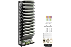 IOUGDSEC 13-poziomowy wiszący uchwyt ścienny A4, na dokumenty, organizer pocztowy, stojak do przechowywania czasopism, trwała metalowa siatka, przechowywanie dokumentów, tacki na listy