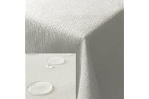 JEMIDI Mantel Mesa Redonda 180 cm - Manteles Antimanchas Ovalado Repelente al Agua - Mantel Exterior Jardin e Interior imitación de Lino - para Cocina Comedor terraza