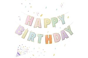 Volsha Colorful Macaron Happy Birthday Banner for Home or Garden Birthday Party Bunting, Candy Pastel Birthday Party Decoration Supplies