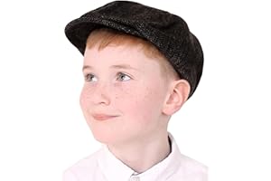 I LOVE FANCY DRESS Kids Flat Cap Accessory - Black Newsboy Hat with Herringbone Pattern - Boys Girls Childs Victorian School Play World Book Day Fancy Dress Costume Accessory