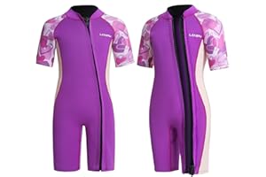‎LANSRU Lansru Neoprenanzug Kinder - 2,0 mm Kurz Neopren für Jungen, Pionierweiser Durchgehender Reißverschluss, UV-Schutz, Thermal Wetsuit für Surfen,Schwimmen und Tauchen