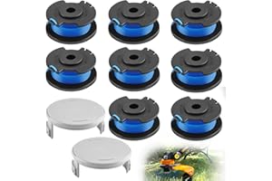 Foydream Bobina Decespugliatore, 10 Pezzi Filo Tagliabordi Bobine Adatto per Ryobi One + 18V 24V 40V Tagliabordi, 1.65mm e 3.4m Lungo Sostituzione Rocchetto Filo Tagliaerba, 8 Bobine, 2 Copertura