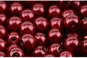 BOX DISPLAYS Deep Red Glass Pearl Round 12mm - Approx 35 Beads
