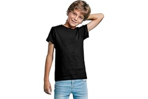 KINKIES Camiseta de Colores Manga Corta 100% Algodón para niños - Camiseta Unisex Cuello Redondo, cómoda, Suave, Lisa y Elegante