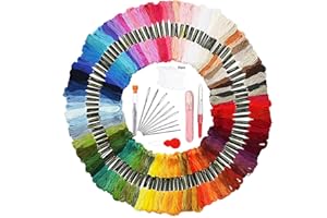 ANEWSERA 122 Pcs Embroidery Thread Kit, Cross Stitch Threads with 100 Rainbow Colored Embroidery Floss, Crafts Sewing Thread, Friendship Bracelets, with Needle Threads, Remover, Embroidery Needles and Scissors