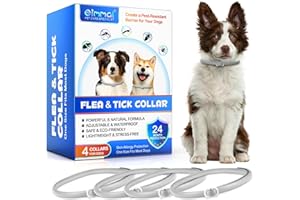 QLIGES Flea Collar for Dogs- Dog Flea Collars Adjustable -Flea Treatment for Dogs 4 pcs- 24 Months Protection, Waterproof Flea and Tick Collar for Small, Medium and Large Dogs-100% pure plant ingredients