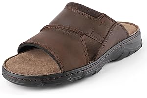 riemot Sandales Homme Cuir pour Hommes - Pantoufles Chaussures de Plage Tongs, Pêcheur à Large Ouverture Mules Sandales d'Été, Souples et Confortables pour l'Intérieur et l'Extérieur