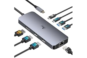 ‎LIONWEI USB C Docking Station Dual Monitor 8 in 1 Laptop Docking Station 2 Monitore USB C Hub mit 4K Dual HDMI, DisplayPort, 1Gbps Ethernet, 100W PD, 3 USB A/C 3.0 Adapter Compatible with Dell, HP