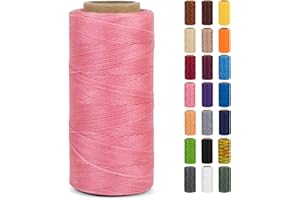 LEREATI Hilo Encerado para Pulseras 0.8mm x 260m 150D Hilos de Coser Cuero a Mano, Hilo Macrame de Poliéster para Encuadernación Costura Fabricación de Joyas Lienzo Ganchillo (Rosa Oscuro)