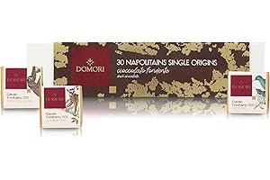 Domori Cofanetto di 30 Cioccolatini Napolitains Single Origin Assortiti, 6 Tipi di Cioccolato Fondente 70% dal Venezuela, Madagascar, Perù, Ecuador, Colombia e Tanzania, 140g