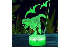 ‎NICE DREAM Nice Dream Dinosaur Nachtlicht für Kinder, 3D Illusion Lampe Kinderzimmer LED Licht, Fernbedienung 16 Farbwechsel Dimmbar, Weihnachtsgeschenke für Mädchen Junge Wohnzimmer Schlafzimmer Dekor
