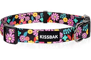KISSBAK Collar de Perro para Perros Grandes – Lindo Collar de Mascota para Perros pequeños, medianos y Grandes, Suave, Ajustable, Elegante, Floral, Girasol, niño y niña (L, Margherita Rosa)