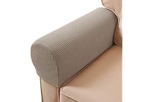 ESRISE Armrest Chair Covers, Stretch Armchair Couch Armrest Cover Non-Slip Spandex Polyester Sofa Chair Arm Caps Slipcovers for Furniture Protector, Set of 2 (Sand)