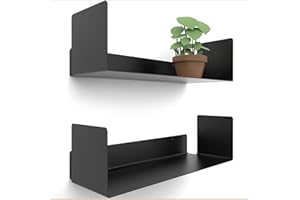 ‎UNITURE UNITURE® - 2er Set - Modernes Wandregal Schwarz - 2x42 cm Bücherregal schwebend, Bilderleiste schwarz