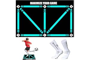 IUUWON Football Footstep Training Mat with a Pair of Anti-slip Socks, Football Mastery Mat for Improving Dribble Training Auxiliary Props, Anti-Skid Carpet for Ball Control Practice