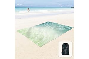 Sunlit Manta de playa suave y sedosa a prueba de arena con bolsillos en las esquinas, bolsa de malla de 270 x 205 cm, fiesta en la playa, viajes, camping y festival de música al aire libre, diseño de
