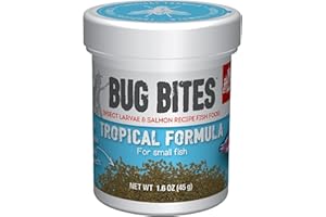 Fluval Bug Nourriture pour Poissons tropicaux avec Larves d'insectes Micro granules à couler Lentement 0,7-1 mm, 45 g